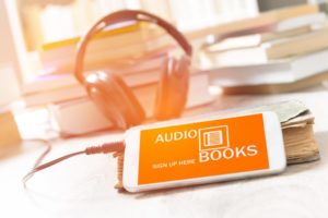 Smartphone with audiobook application and headset