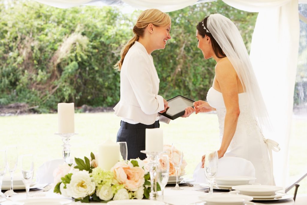 Bride talking to a wedding planner
