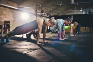 Group of adults working out