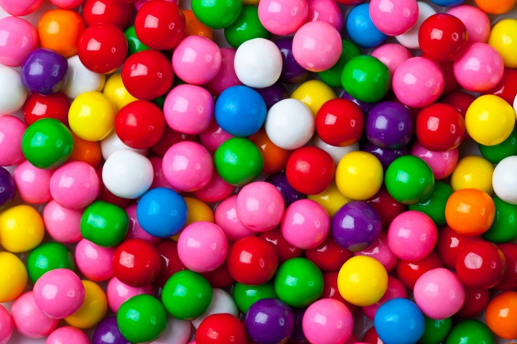 different colored gumballs