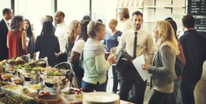 businesspeople networking during a business event