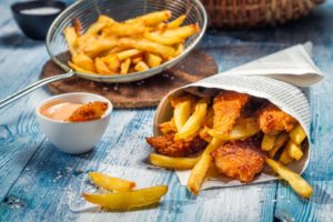 fries and chicken