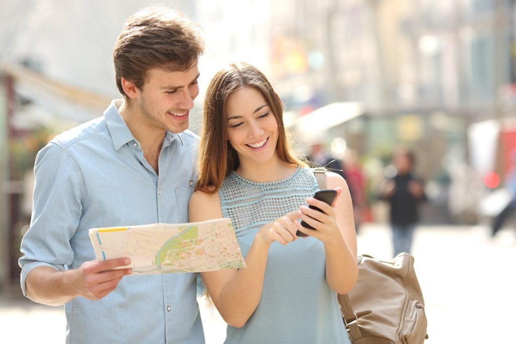 couple looking at a map