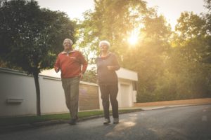 senior couple exercising together