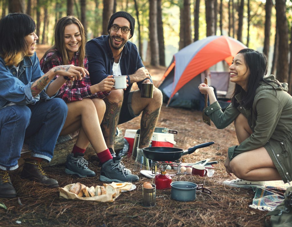 friends out on a camping trip
