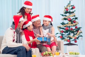 family celebrating Christmas