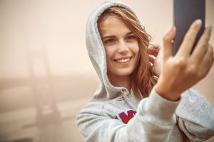 taking a selfie