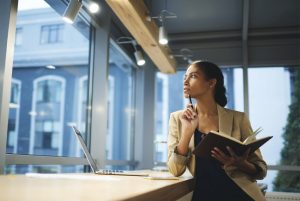 woman thinking about business