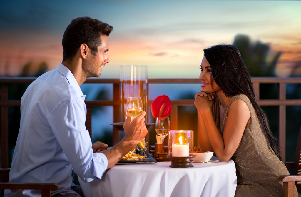woman and man on a romantic date